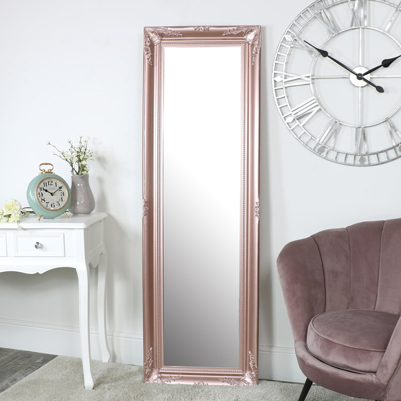Tall Rose Gold Pink Wall Mirror Melody Maison
