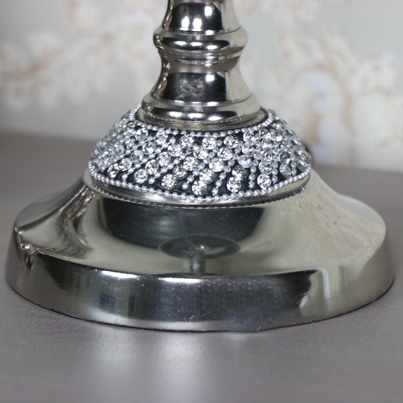 Tall Silver Diamante Table Lamp