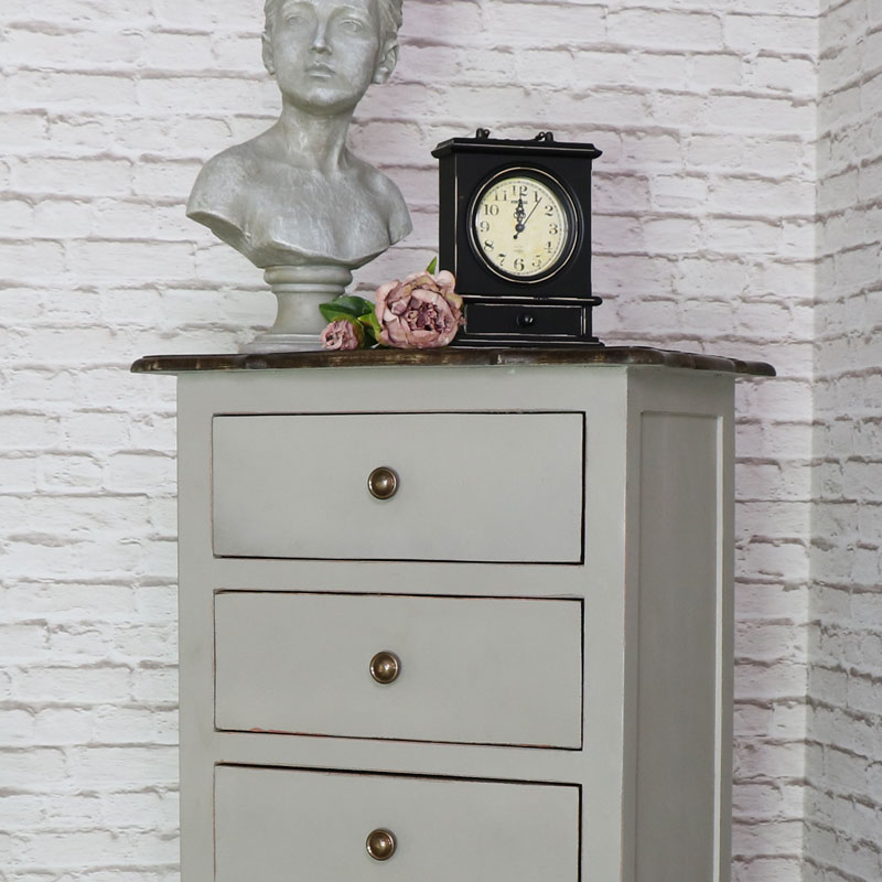 Tall Vintage Grey Tallboy Chest of Drawers - Leadbury Range