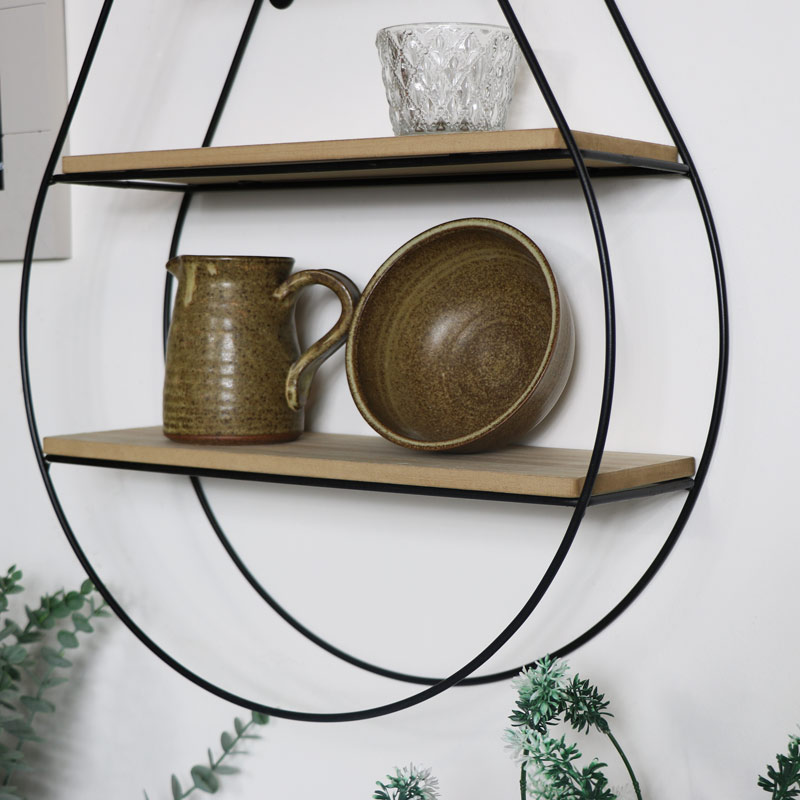 Tear Drop Wire & Wood Shelf