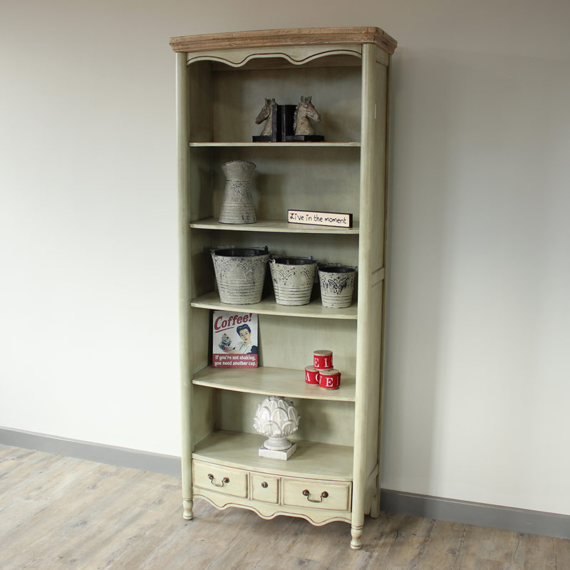 The Aston Range - Tall Distressed Effect Wooden Bookcase - With Drawers The Aston Range - Tall Distressed Effect Wooden Bookcase - With Drawers