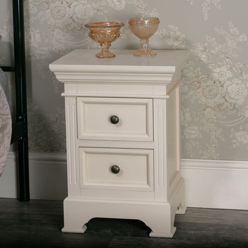 Cream Two Drawer Bedside Chest Daventry Cream Range Melody Maison