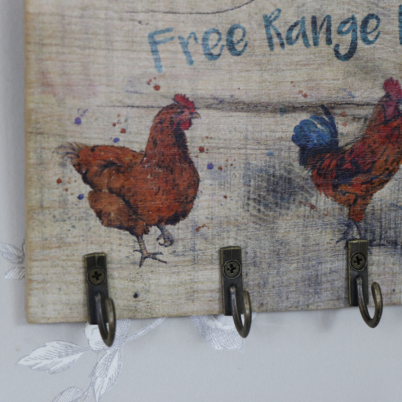 Vintage Country Style Wooden Rooster Key Hook