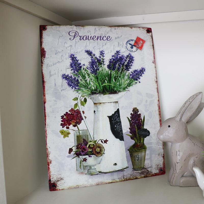 Vintage French Lavender Metal Wall Plaque