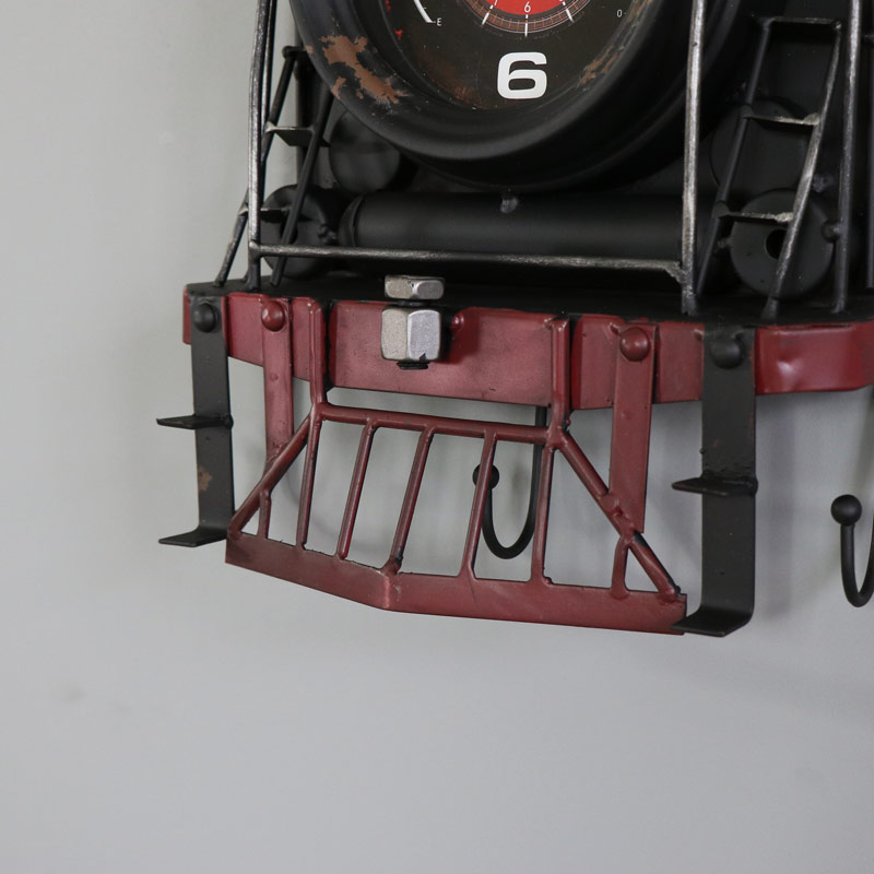 Vintage Railway Steam Train Wall Clock with Hooks