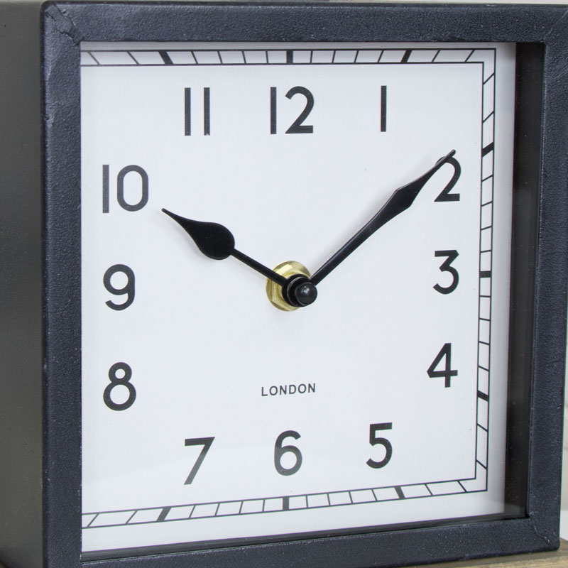 Vintage Style Mantel Clock on Wooden Plinth