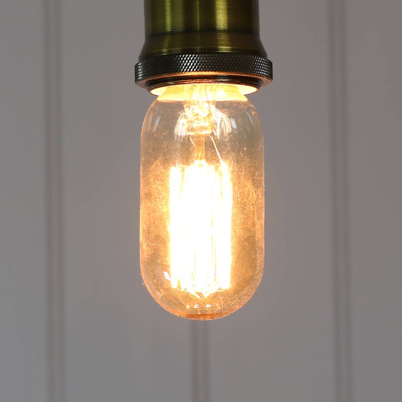 Vintage  Industrial style Tinted Short Tubular Glass 40W Filament Bulb