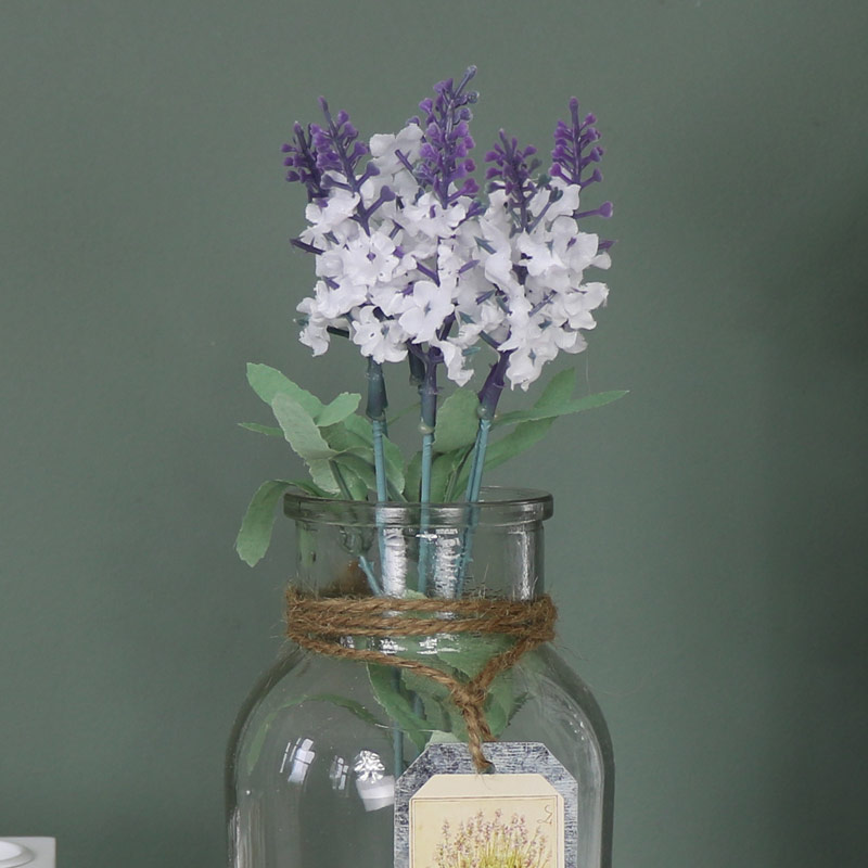 Vintage White Lavender Arrangement in Glass Jar