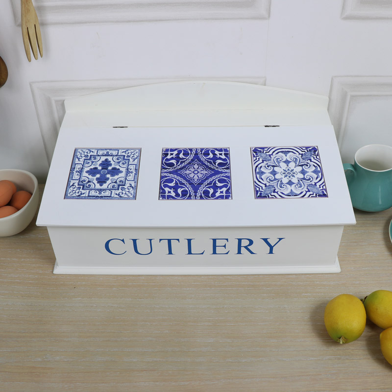 Vintage Wooden Cutlery Storage Box