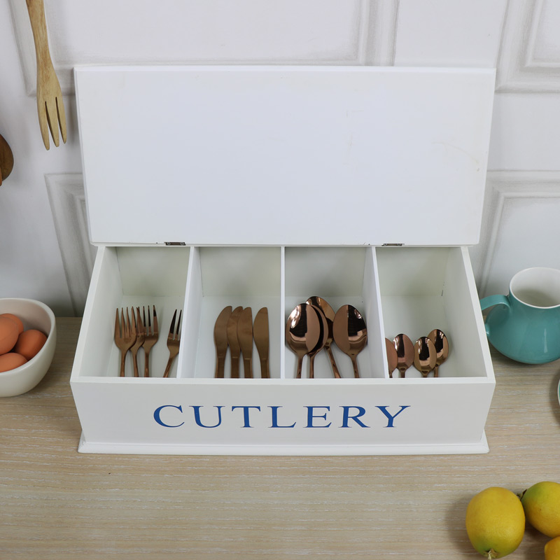 Vintage Wooden Cutlery Storage Box