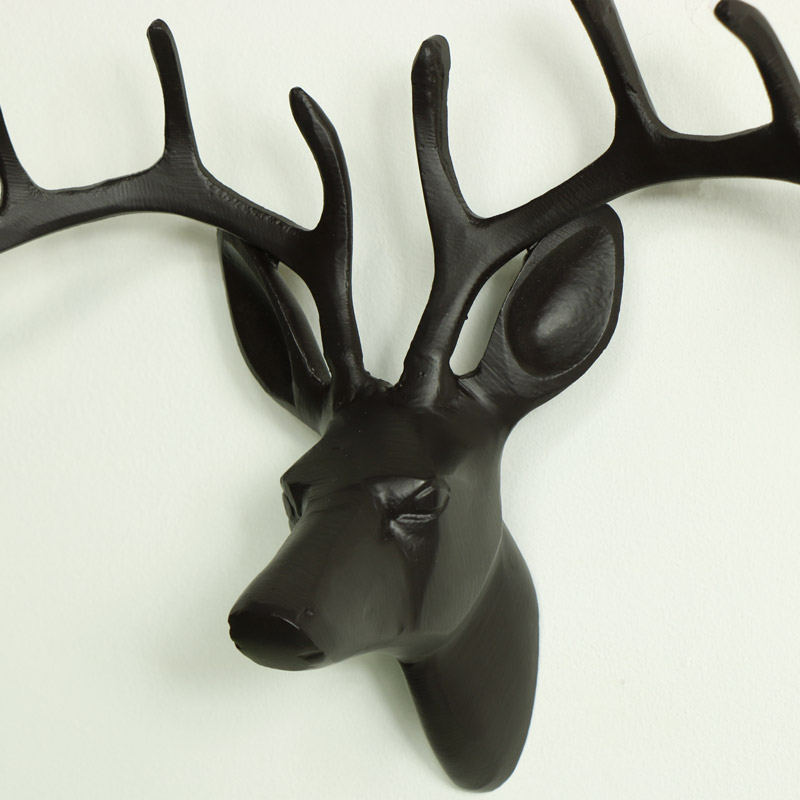 Wall Mounted Black Stag Head