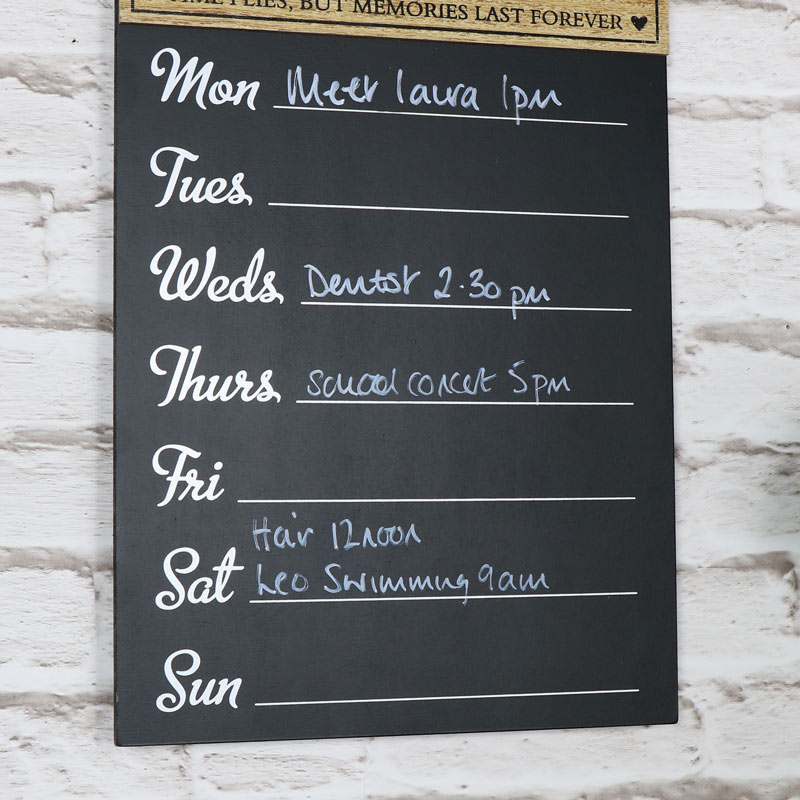 Wall Mounted Clock with Days of the Week Memo Board