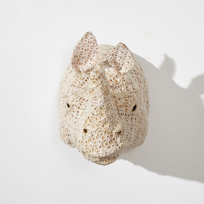 Wall Mounted Crochet Rhino Head