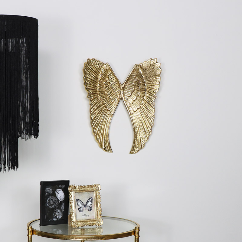 Wall Mounted Gold Metal Angel Wings