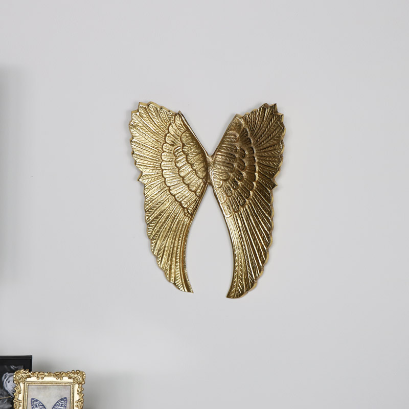 Wall Mounted Gold Metal Angel Wings