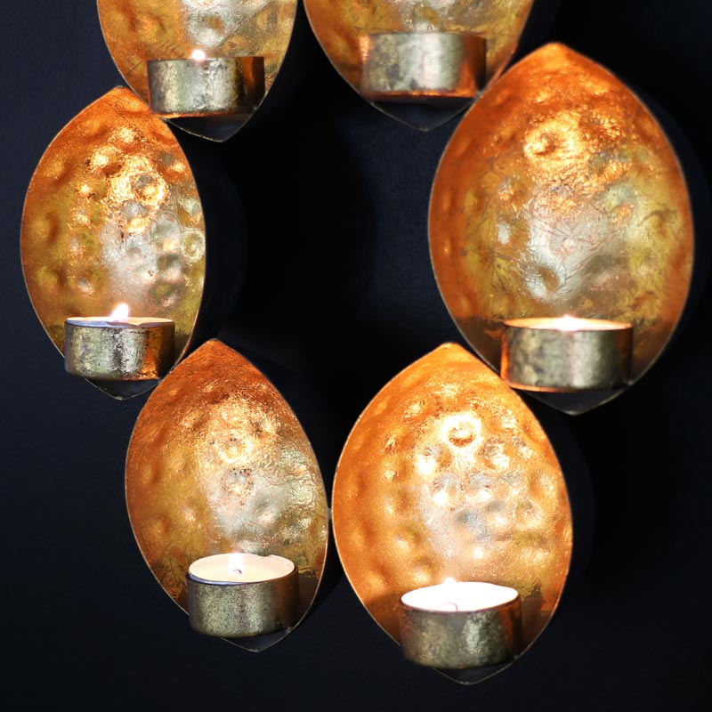 Wall Mounted Gold Sconce Tealight Holder