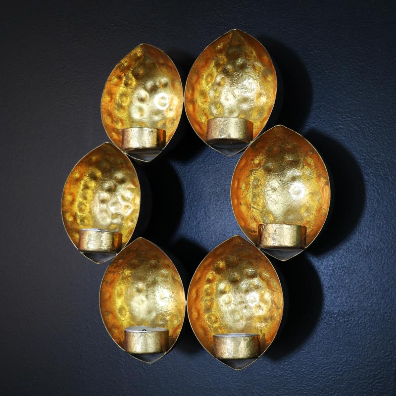 Wall Mounted Gold Sconce Tealight Holder