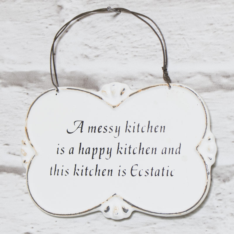 Wall Mounted Metal Messy Kitchen Humorous Plaque 