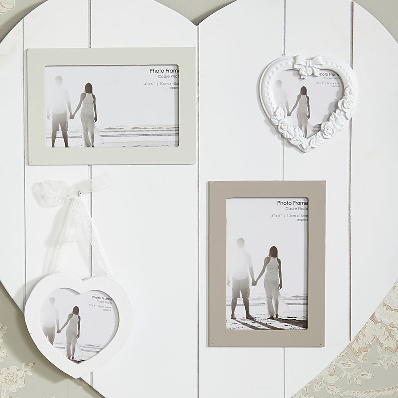 Wall Mounted White Heart Multi Photo Frame