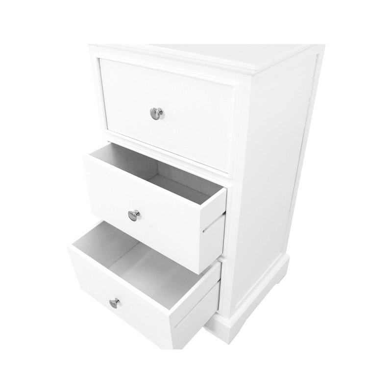 White 3 Drawer Bedside Table