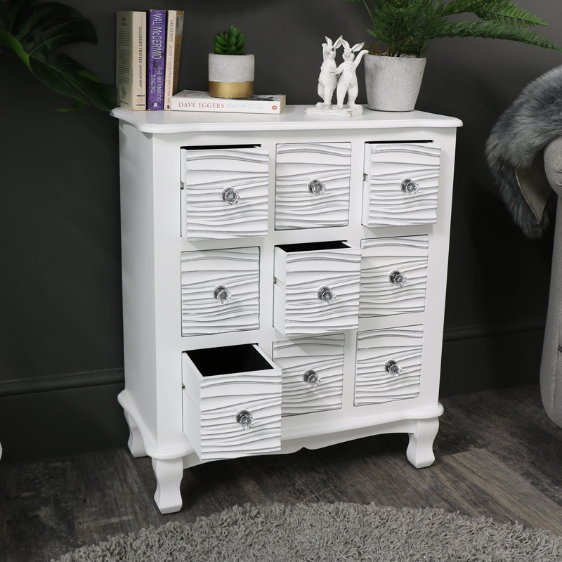 White 9 Drawer Chest of Drawers