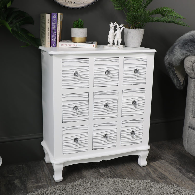 White 9 Drawer Chest of Drawers