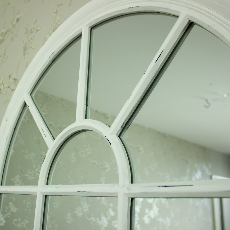 White Arched Window Mirror