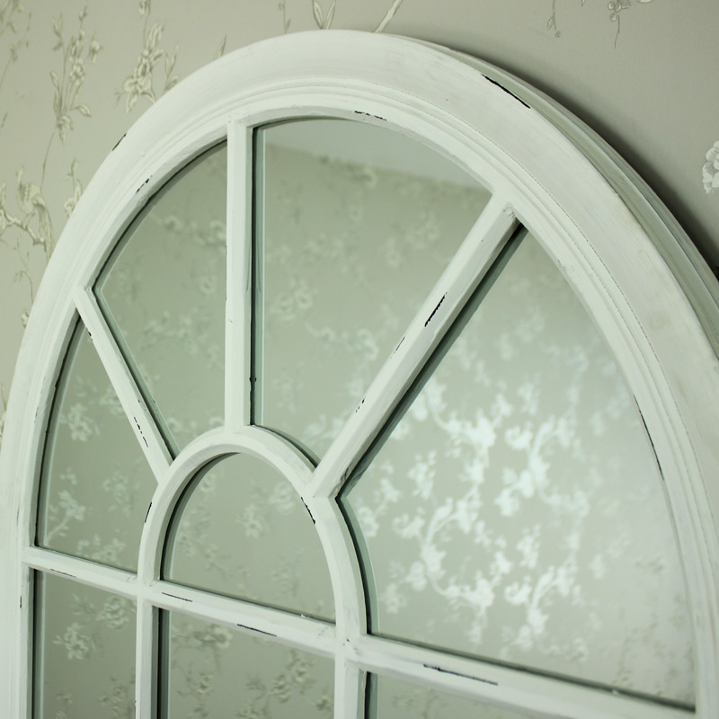 White Arched Window Mirror