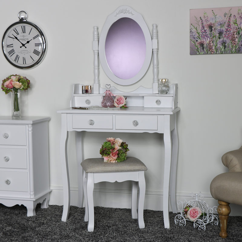 Details About White Wooden Bedroom Set Dressing Table Mirror Stool Bedsides Shabby French Chic