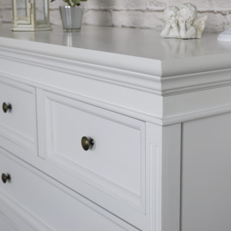 White Bedroom Furniture Linen Closet Low Wardrobe Chest Of Drawers Dressing Table Set And Pair Of Bedside Chests Daventry White Range