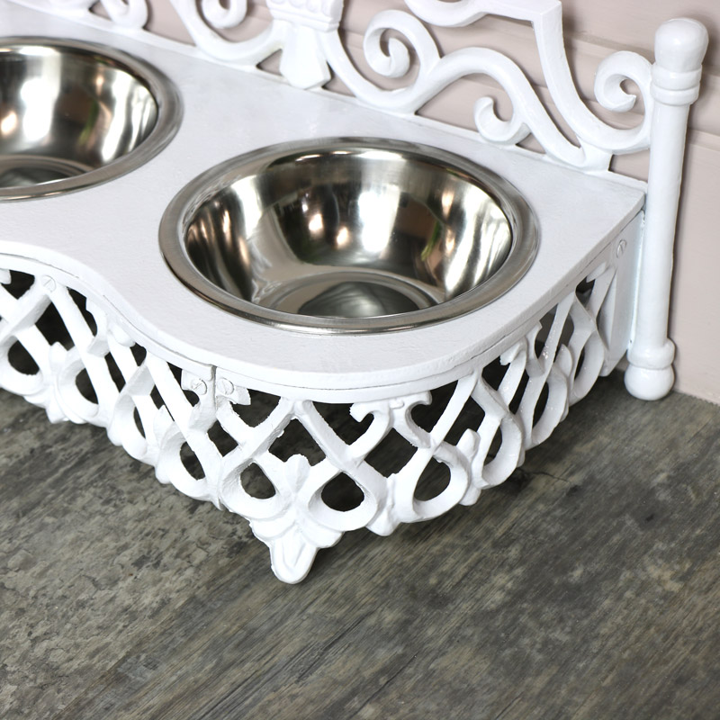 White Cast Iron Dog Food Bowls