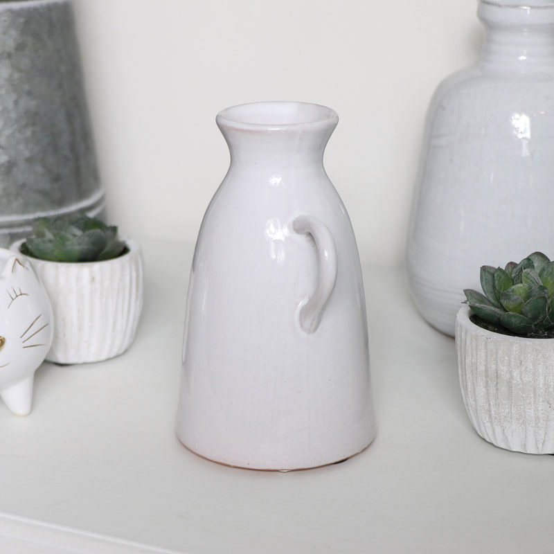 White Ceramic Jug Style Candle Holder