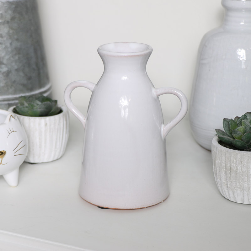 White Ceramic Jug Style Candle Holder