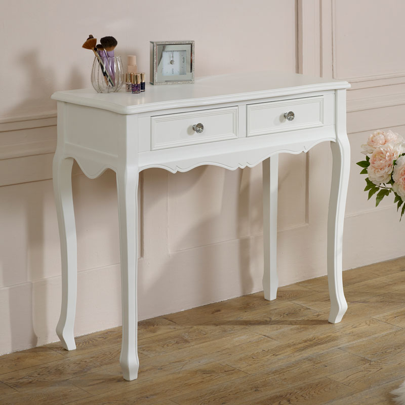 White Console Dressing Table, Small Console Table With Drawers White
