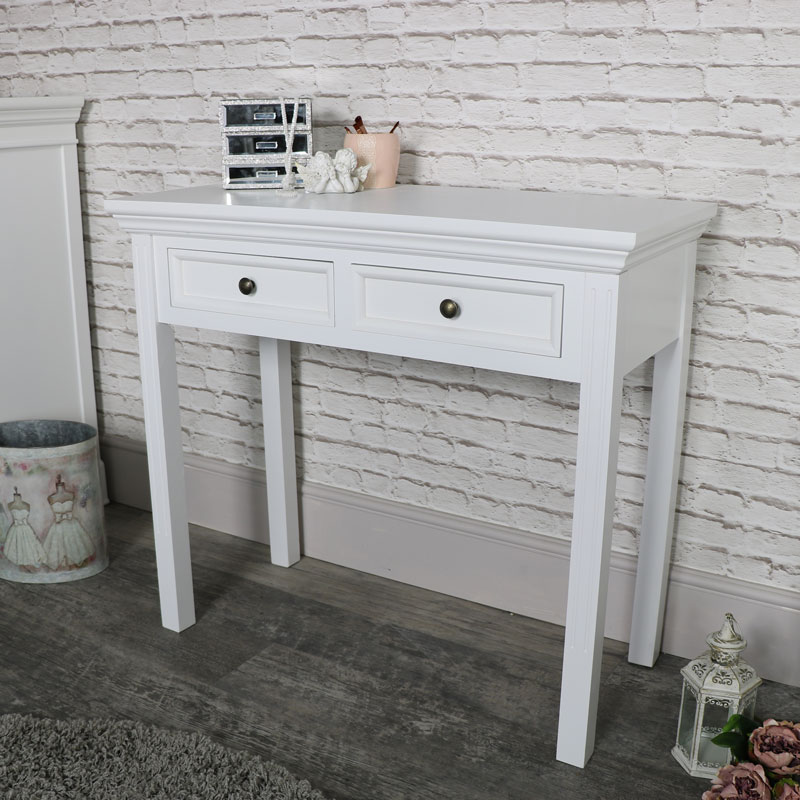 White 2 Drawer Console Table Daventry, Long White Console Table With Storage