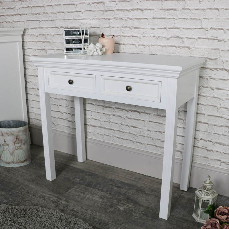 White 2 Drawer Console Table Daventry White Range Melody Maison