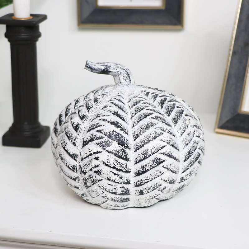 White Distressed Metal Pumpkin Ornament 