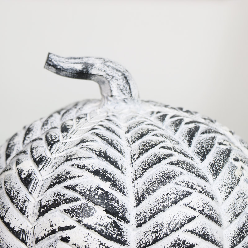 White Distressed Metal Pumpkin Ornament 