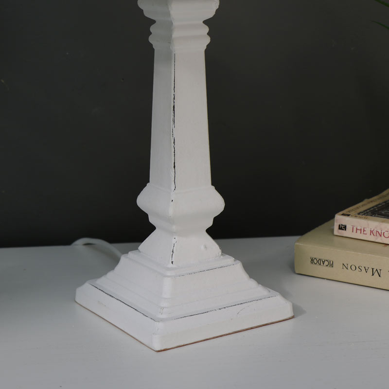 White Distressed Table Lamp With Shade 