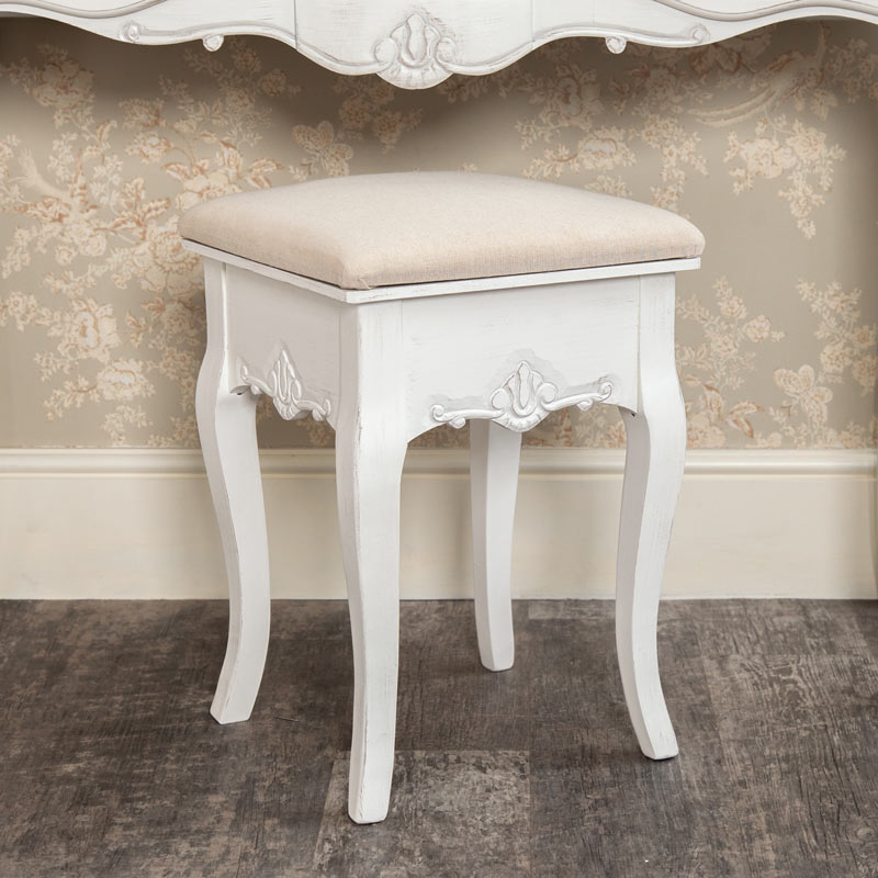 White Dressing Table and Stool Set - Jolie Range