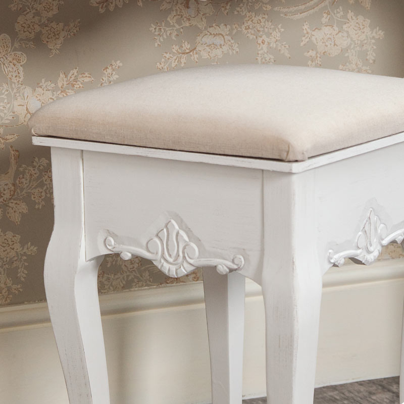 White Dressing Table and Stool Set - Jolie Range