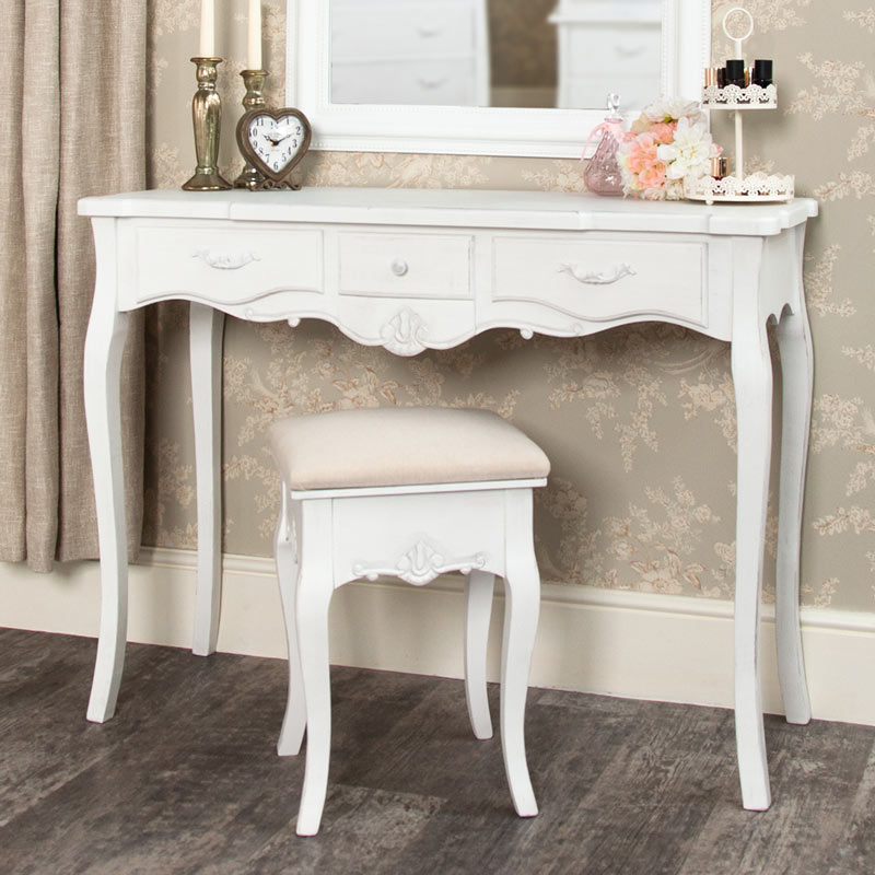 White Dressing Table and Stool Set - Jolie Range