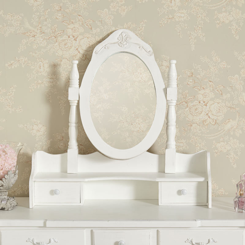 White Dressing Table and Vanity Mirror Set - Jolie Range