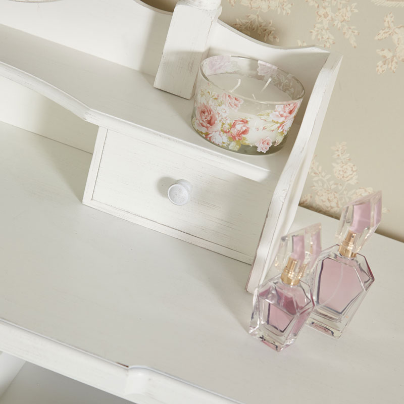 White Dressing Table and Vanity Mirror Set - Jolie Range