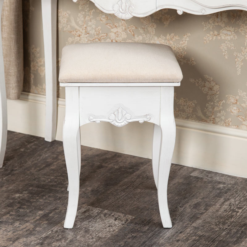 White Dressing Table Stool - Jolie Range