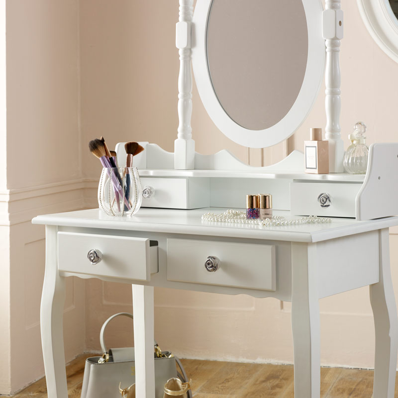 White Dressing Table Stool Mirror, Vanity Mirror Sets Furniture