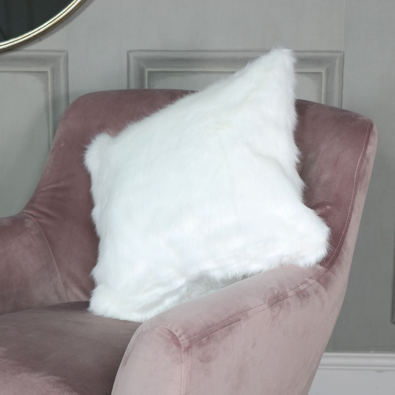 White Faux Fur Scatter Cushion