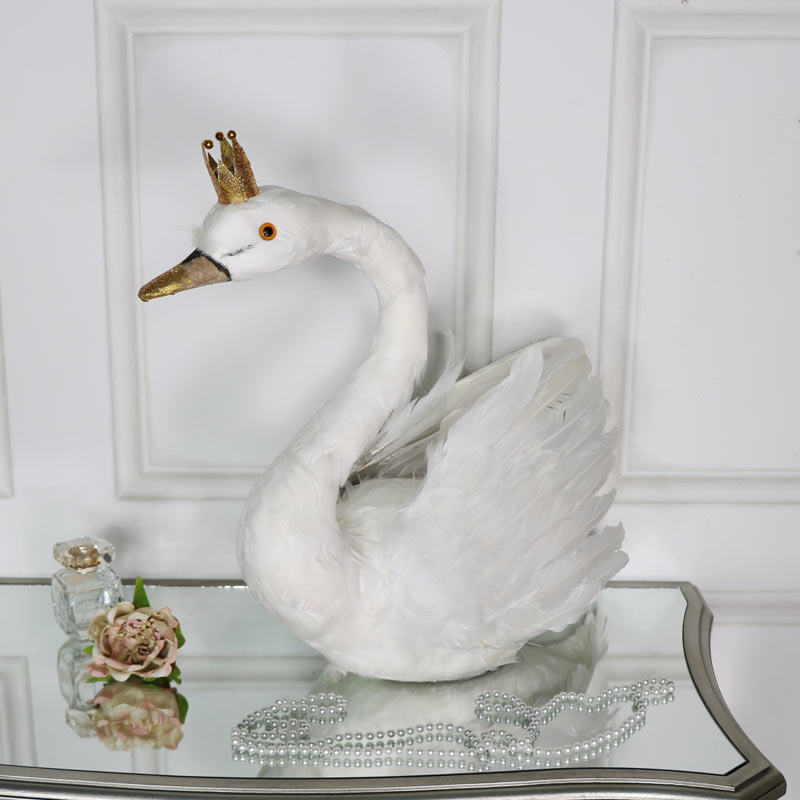 White Feathered Swan with Crown