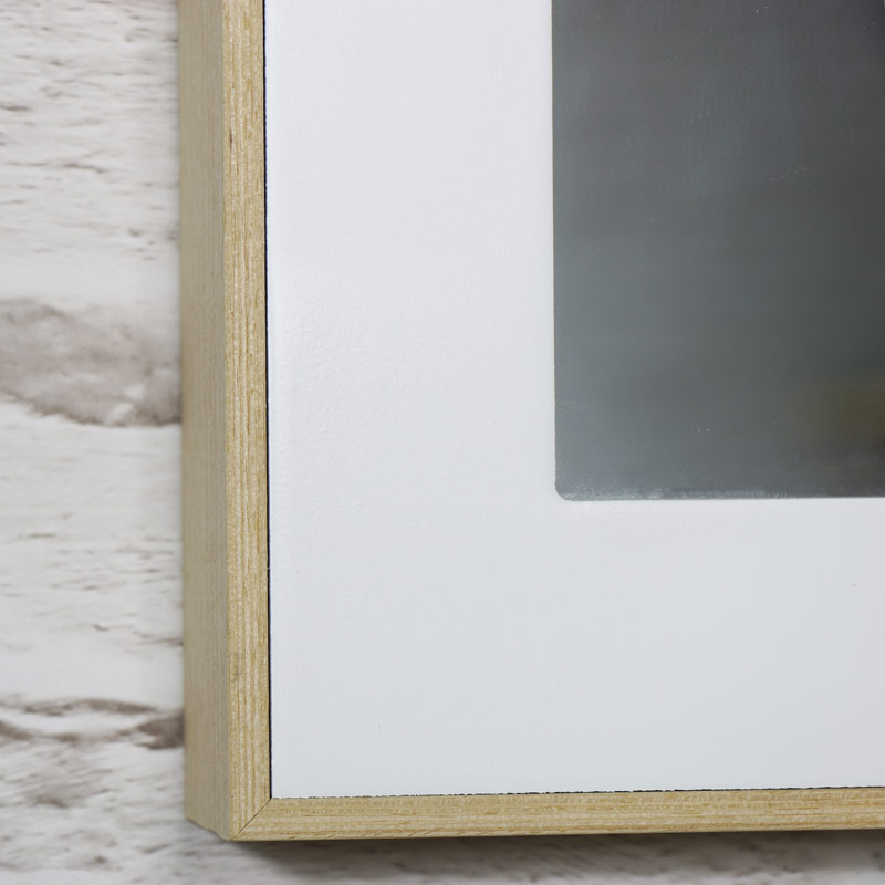 White Framed Wooden Wall Mirror 56cm x 21cm