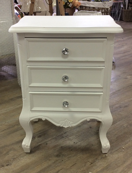 White French Style Bedside Table / Chest - Elise White Range DAMAGED SECOND 2689